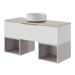 GoodHome Plan de toilette L.120 x l.45 x ép.2 cm effet travertin Cadélia