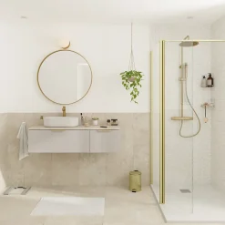 GoodHome Plan de toilette L.120 x l.45 x ép.2 cm effet travertin Cadélia
