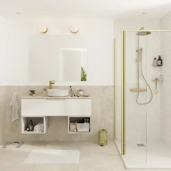 GoodHome Plan de toilette L.120 x l.45 x ép.2 cm effet travertin Cadélia