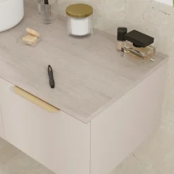 GoodHome Plan de toilette L.120 x l.45 x ép.2 cm effet travertin Cadélia