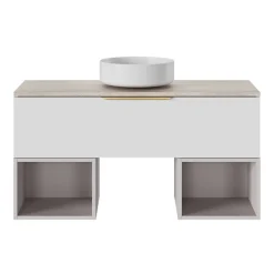 GoodHome Plan de toilette L.120 x l.45 x ép.2 cm effet travertin Cadélia