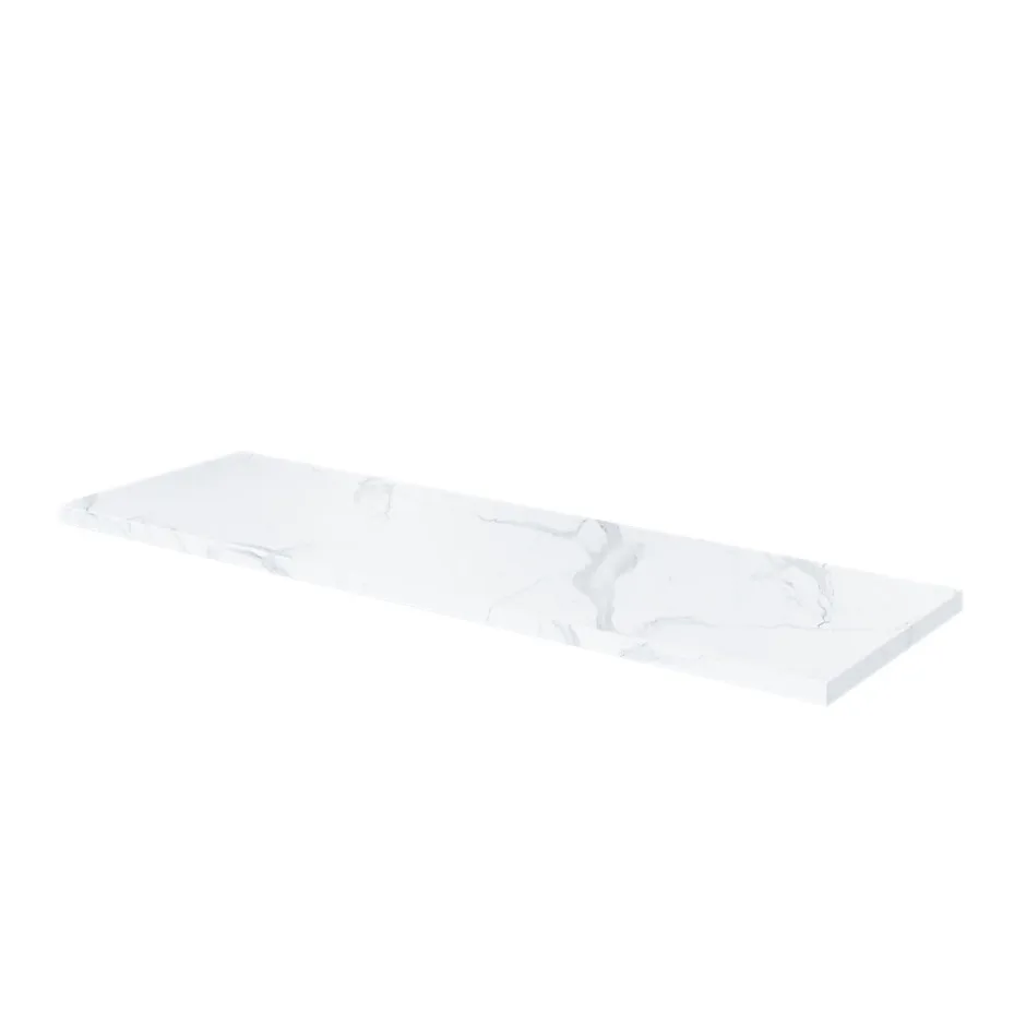GoodHome Plan de toilette L.140 x l.45 x ép.2 cm effet marbre blanc Cadélia