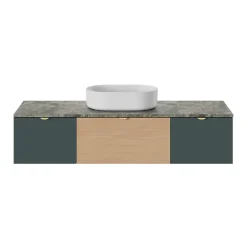 GoodHome Plan de toilette L.140 x l.45 x ép.2 cm effet marbre vert Cadélia* Plan De Travail Buanderie|Plan De Travail Salle De Bains