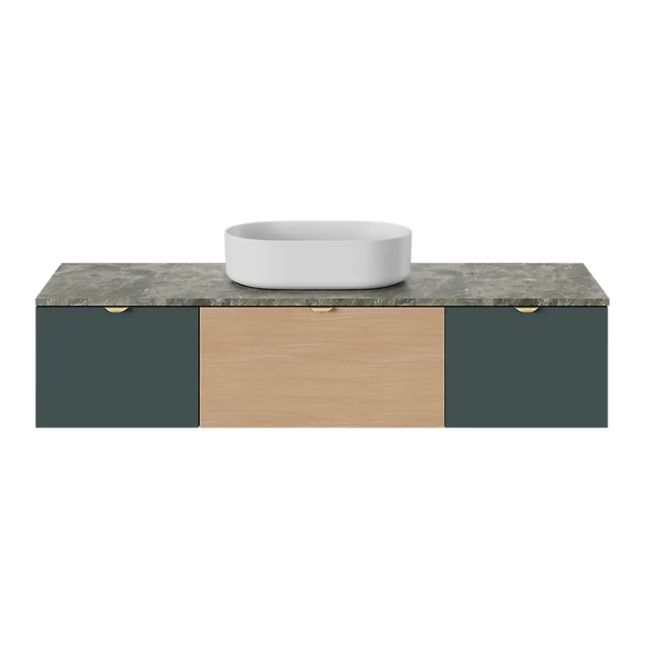 GoodHome Plan de toilette L.140 x l.45 x ép.2 cm effet marbre vert Cadélia* Plan De Travail Buanderie|Plan De Travail Salle De Bains