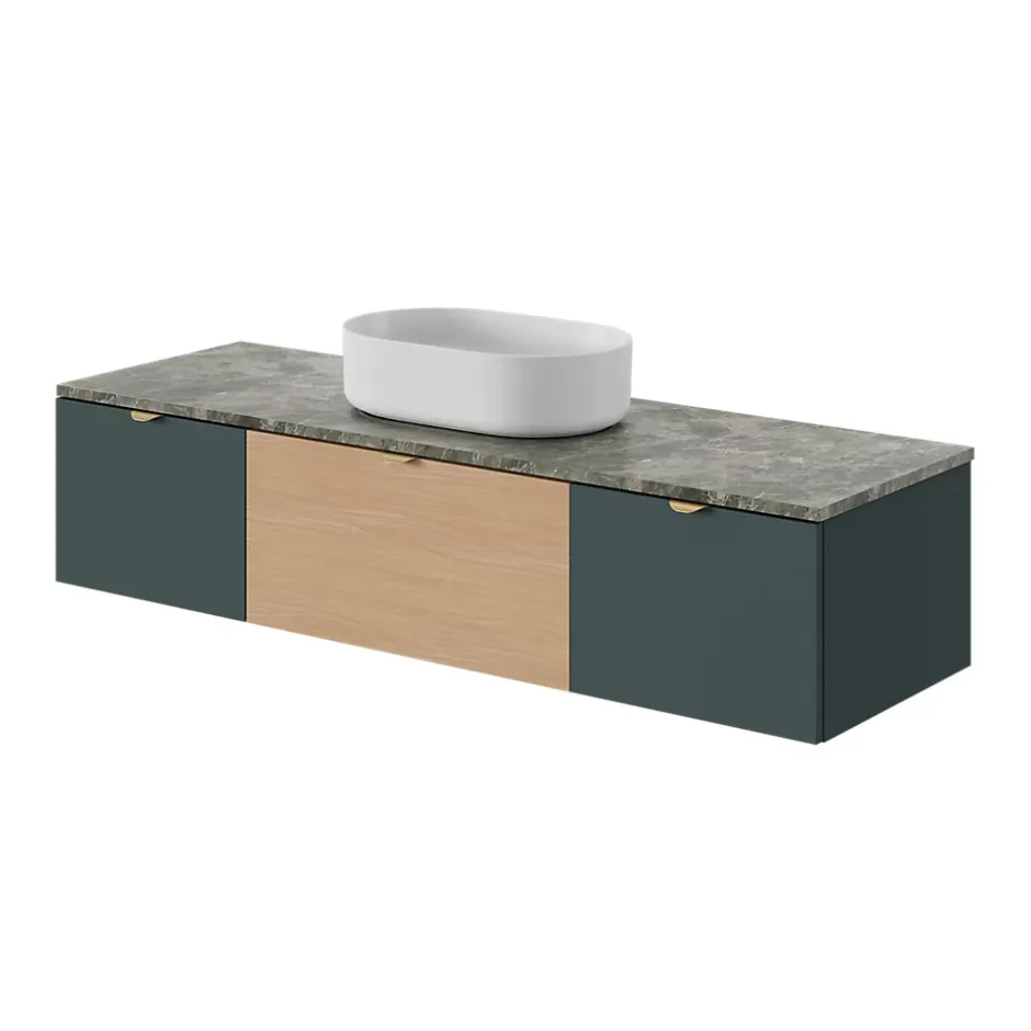 GoodHome Plan de toilette L.140 x l.45 x ép.2 cm effet marbre vert Cadélia* Plan De Travail Buanderie|Plan De Travail Salle De Bains