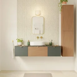 GoodHome Plan de toilette L.140 x l.45 x ép.2 cm effet marbre vert Cadélia* Plan De Travail Buanderie|Plan De Travail Salle De Bains