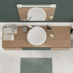 GoodHome Plan de toilette L.140 x l.45 x ép.2 cm effet marbre vert Cadélia* Plan De Travail Buanderie|Plan De Travail Salle De Bains