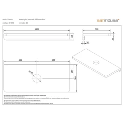Sanindusa Plan de toilette noyer pour vasque ou lavabo à poser 120x50 trou central de bonde d'évacuation pré-percé Emma 120 noyer* Plan Simple Vasque