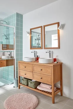 GoodHome Plan de toilette placage chêne L.120,4 x l.45,2 x ép.2,8 cm, Perma