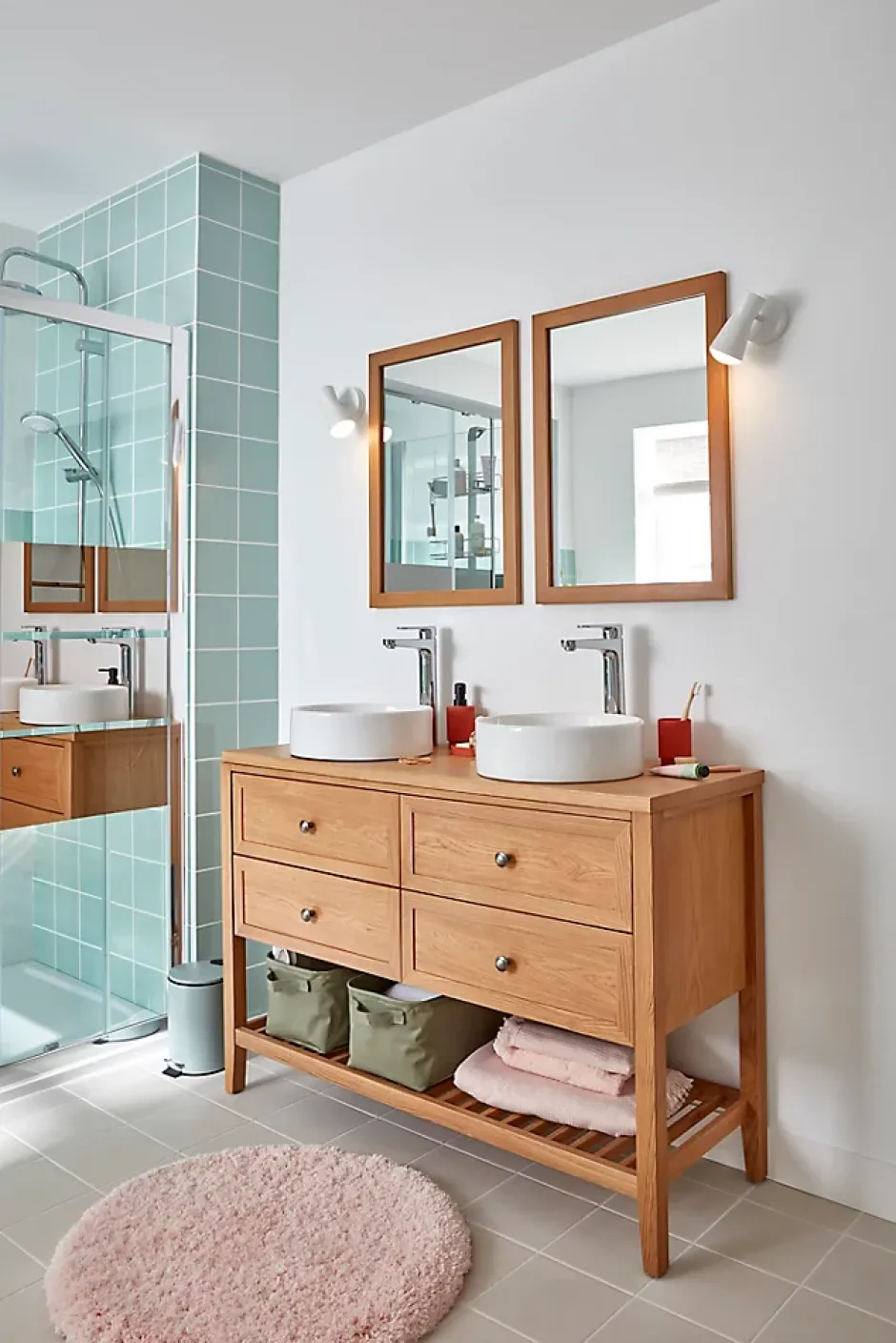 GoodHome Plan de toilette placage chêne L.120,4 x l.45,2 x ép.2,8 cm, Perma
