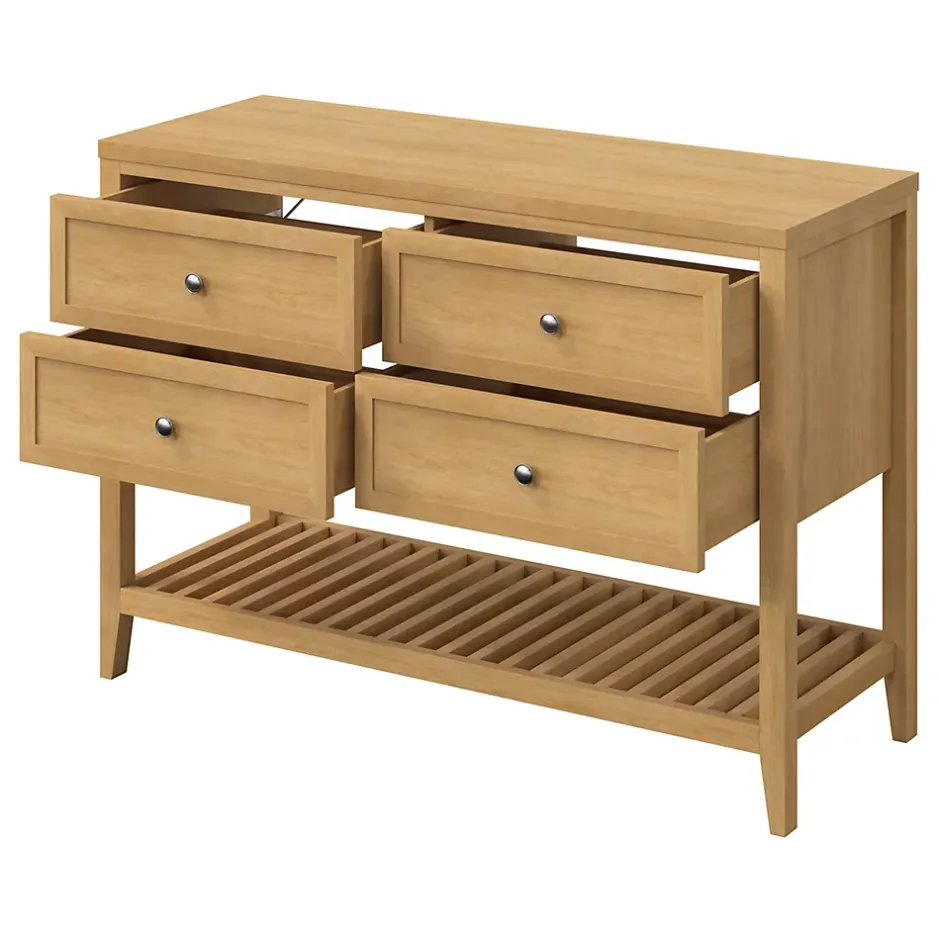 GoodHome Plan de toilette placage chêne L.120,4 x l.45,2 x ép.2,8 cm, Perma