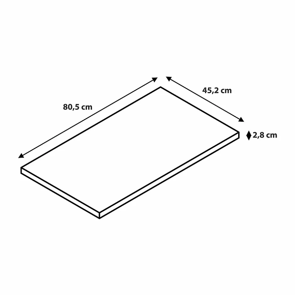 GoodHome Plan de toilette placage chêne L.80,4 x l.45,2 x ép.2,8 cm, Perma