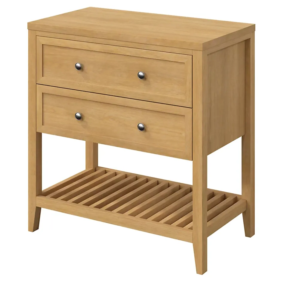 GoodHome Plan de toilette placage chêne L.80,4 x l.45,2 x ép.2,8 cm, Perma