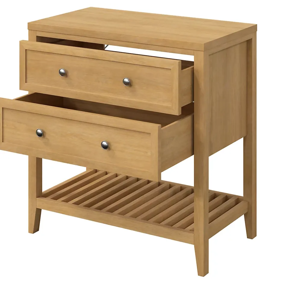 GoodHome Plan de toilette placage chêne L.80,4 x l.45,2 x ép.2,8 cm, Perma
