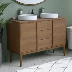 GoodHome Plan de toilette placage chêne L.120 x 45 cm Kabayan