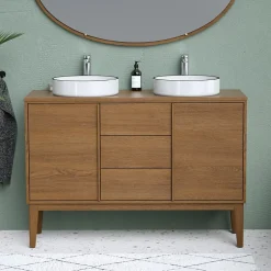 GoodHome Plan de toilette placage chêne L.120 x 45 cm Kabayan