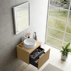 Ipiemme SRL Plan de toilette plaqué chêne miel L.60 x l.51,5 x ép.2 cm, Pura+