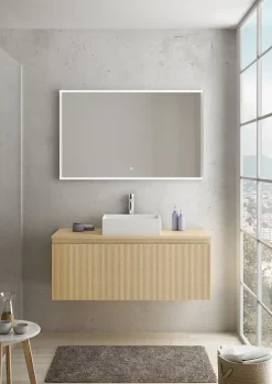 Ipiemme SRL Plan de toilette plaqué chêne clair L.120 x l.51,5 x ép.2 cm, Pura+