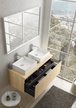 Ipiemme SRL Plan de toilette plaqué chêne clair L.120 x l.51,5 x ép.2 cm, Pura+
