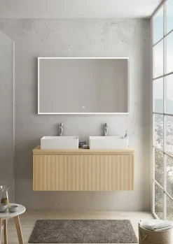 Ipiemme SRL Plan de toilette plaqué chêne clair L.120 x l.51,5 x ép.2 cm, Pura+