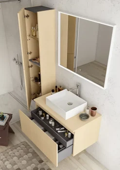 Ipiemme SRL Plan de toilette plaqué chêne clair L.90 x l.51,5 x ép.2 cm, Pura+* Plan De Travail Salle De Bains|Plan De Travail Buanderie