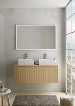 Ipiemme SRL Plan de toilette plaqué chêne miel L.120 x l.51,5 x ép.2 cm, Pura+