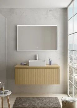 Ipiemme SRL Plan de toilette plaqué chêne miel L.120 x l.51,5 x ép.2 cm, Pura+