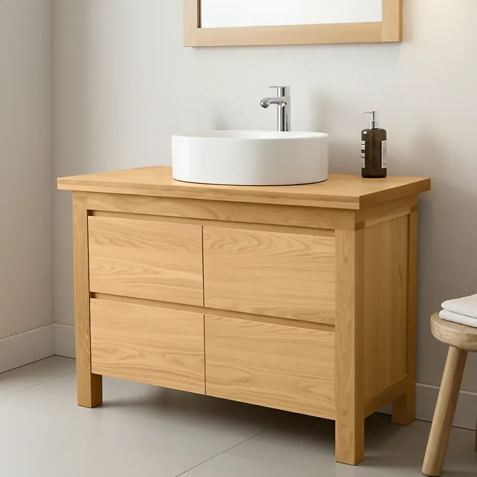 Cooke & Lewis Plan de toilette plaqué chêne L.126 x P.50 cm, Harmon