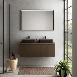 Ipiemme SRL Plan de toilette plaqué noyer L.120 x l.51,5 x ép.2 cm, Pura+