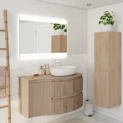 Plan de toilette pour vasque à poser version droite Vague effet bois 103,1 cm* Plan De Travail Buanderie|Plan De Travail Salle De Bains