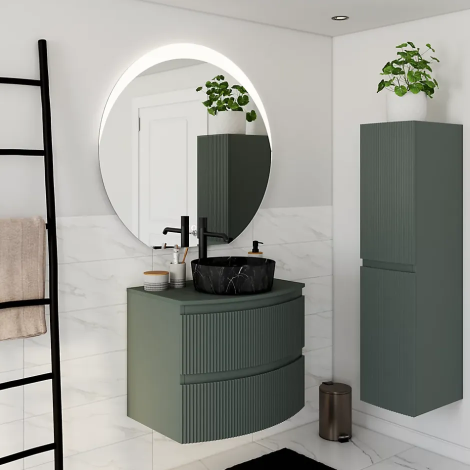 Plan de toilette pour vasque à poser Vague kaki mat 69,4 cm