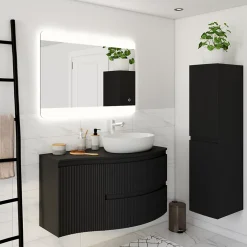Plan de toilette pour vasque à poser version droite Vague noir mat 103,1 cm* Plan De Travail Buanderie|Plan De Travail Salle De Bains