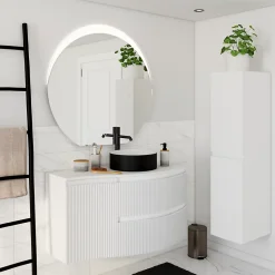 Plan de toilette pour vasque à poser version droite Vague blanc mat 103,1 cm