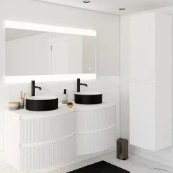 Plan de toilette pour vasque à poser Vague blanc mat 137,8 cm