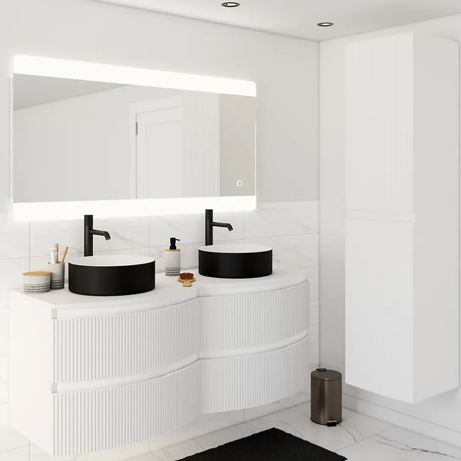 Plan de toilette pour vasque à poser Vague blanc mat 137,8 cm
