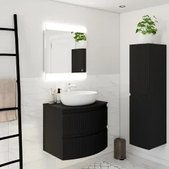 Plan de toilette pour vasque à poser Vague noir mat 69,4 cm* Plan De Travail Buanderie|Plan De Travail Salle De Bains