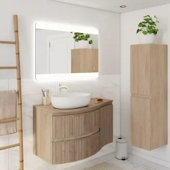 Plan de toilette pour vasque à poser version gauche Vague effet bois 103,1 cm