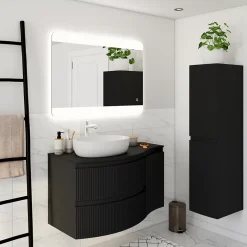 Plan de toilette pour vasque à poser version gauche Vague noir mat 103,1 cm