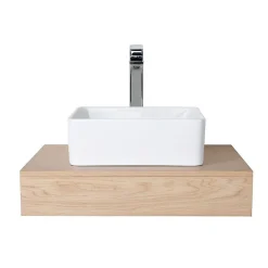 Mob-In Plan de toilette suspendu pour vasque WILL - 60 cm - Ep. 12 cm - Décor Chêne