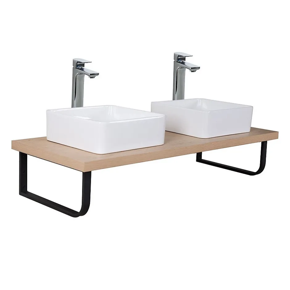 Mob-In Plan de toilette suspendu pour vasque WILL - 120 cm avec équerres noires