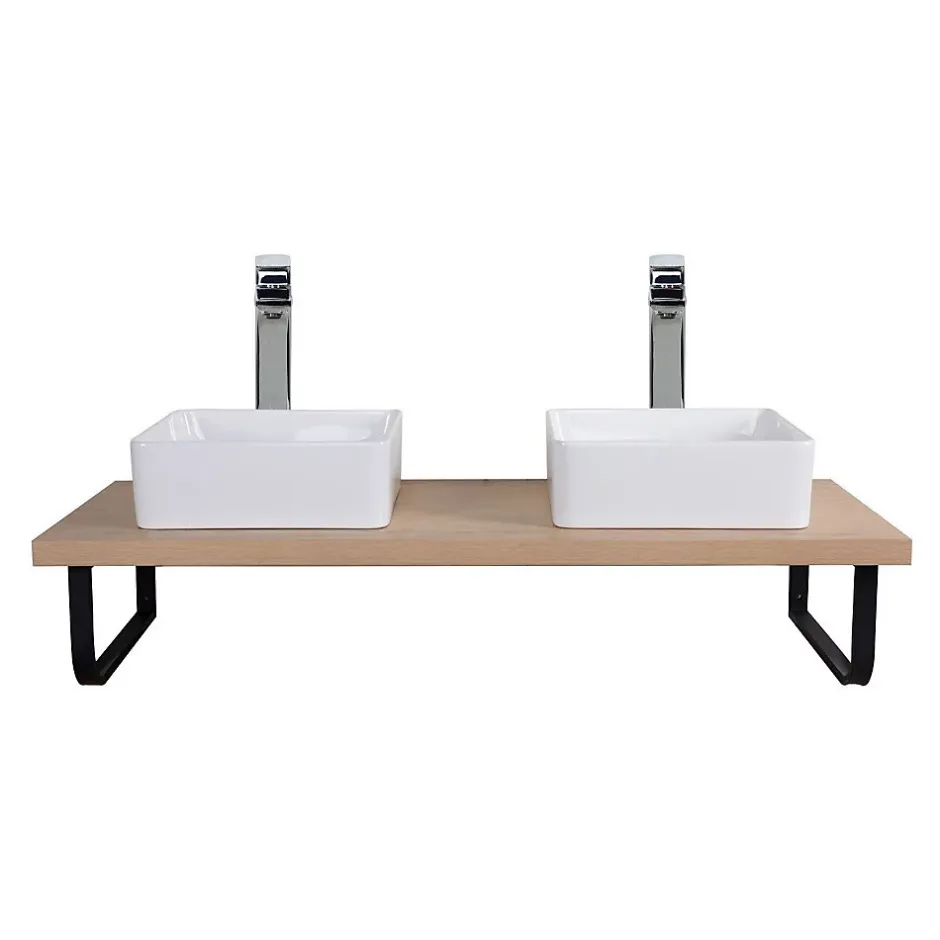 Mob-In Plan de toilette suspendu pour vasque WILL - 120 cm avec équerres noires