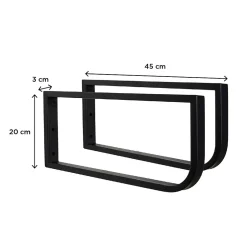 Mob-In Plan de toilette suspendu pour vasque WILL - 120 cm avec équerres noires