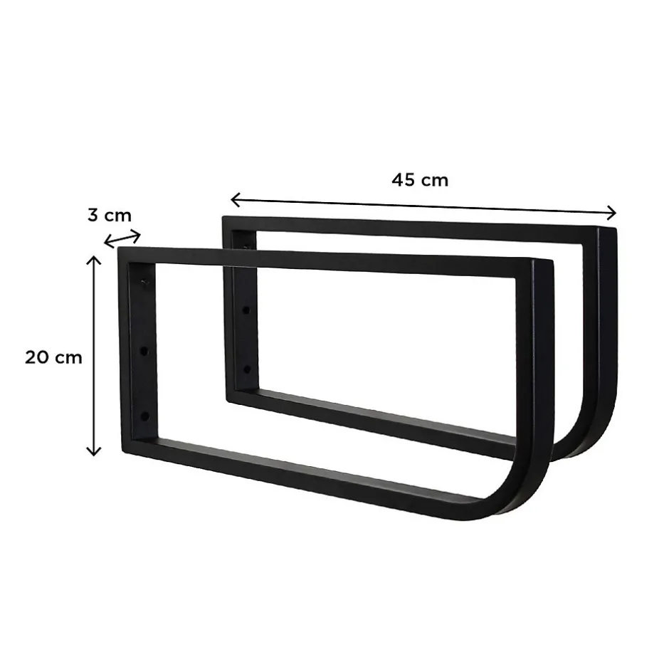 Mob-In Plan de toilette suspendu pour vasque WILL - 120 cm avec équerres noires