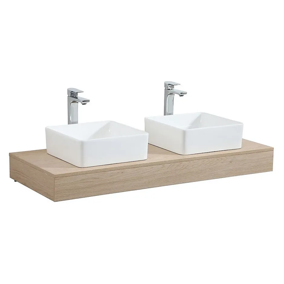 Mob-In Plan de toilette suspendu pour vasque WILL - 120 cm - Ep. 12 cm + Equerres invisibles - Décor Chêne