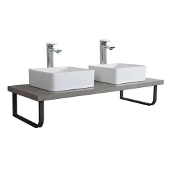Mob-In Plan de toilette suspendu pour vasque WILL - 120 cm avec équerres noires* Etagère Salle De Bains