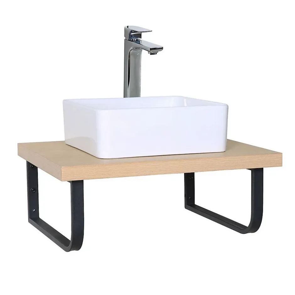 Mob-In Plan de toilette suspendu seul - WILL - 60 cm - Ep. 3,8 cm* Etagère Salle De Bains