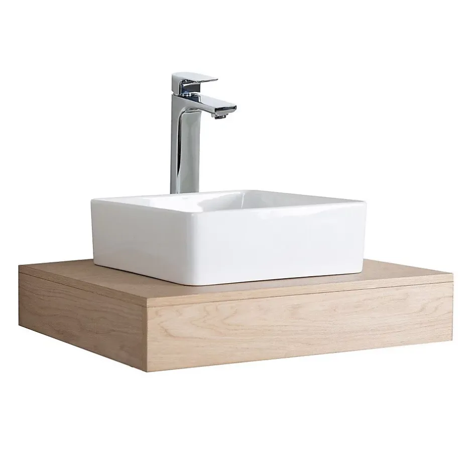 Mob-In Plan de toilette suspendu pour vasque WILL - 60 cm - Ep. 12 cm + Equerres invisibles - Décor Chêne