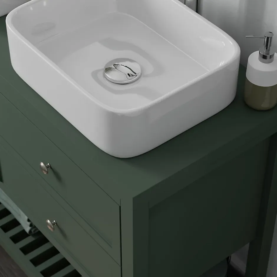 GoodHome Plan de toilette vert mat L.120,4 x l.45,2 x ép.2,8 cm, Perma* Plan De Travail Buanderie|Plan De Travail Salle De Bains