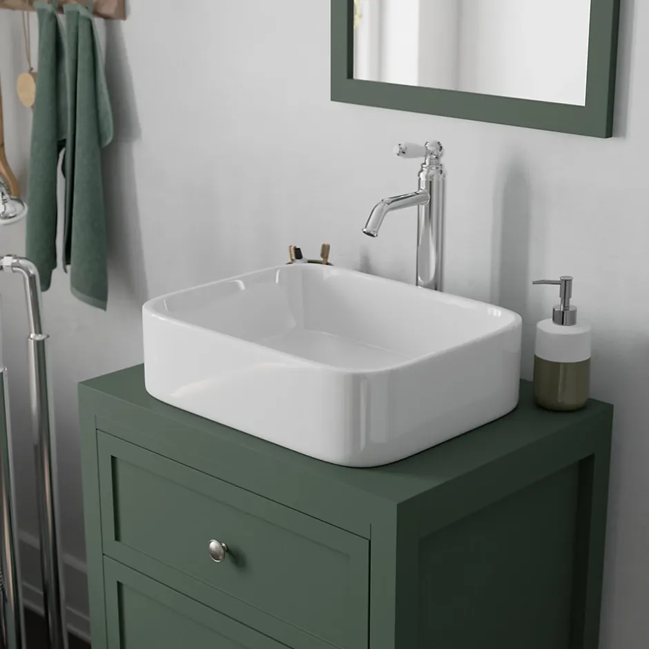 GoodHome Plan de toilette vert mat L.60,4 x l.45,2 x ép.2,8 cm, Perma