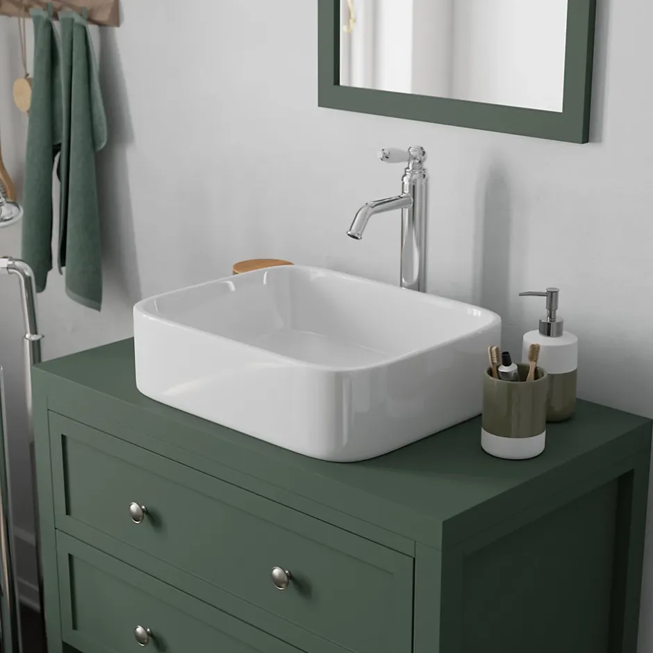 GoodHome Plan de toilette vert mat L.80,4 x l.45,2 x ép.2,8 cm, Perma